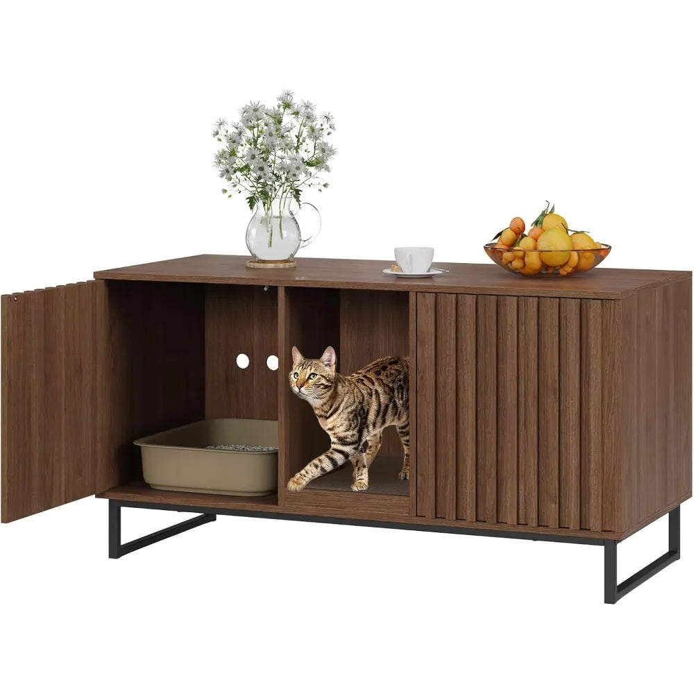 Cat Litter Box Furniture Enclosure for 2 Cats