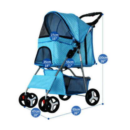 4 Wheel Foldable Pet Dog Stroller for Travel