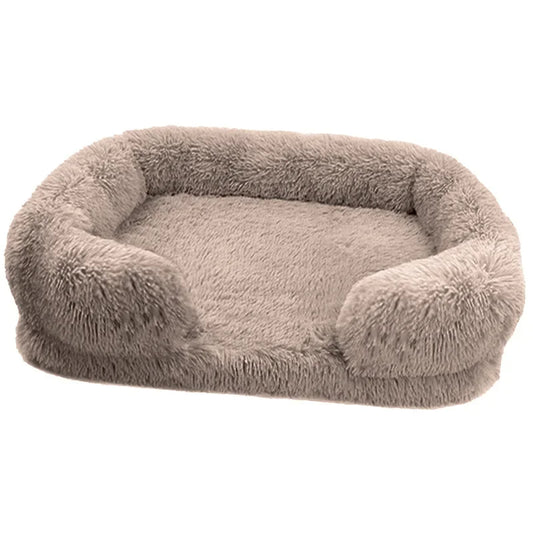 Cozy Plush Dog Sofa Bed Light Brown