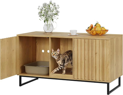 Cat Litter Box Furniture Enclosure for 2 Cats