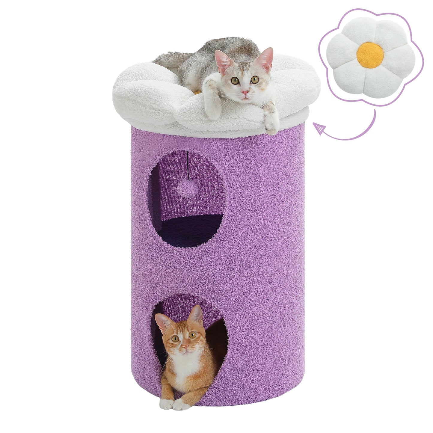 Flower Cat House Condo with Pompom Ball