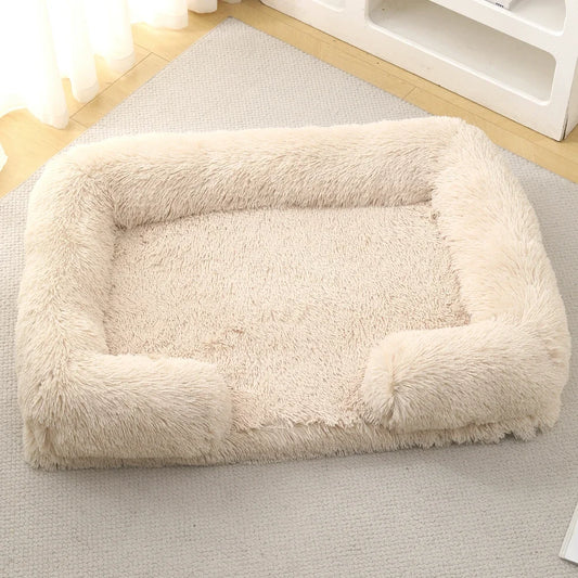 Cozy Plush Dog Sofa Bed Beige