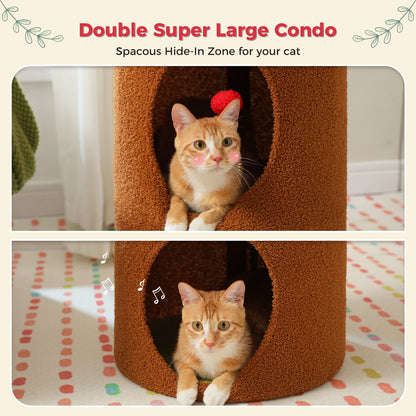 Flower Cat House Condo with Pompom Ball