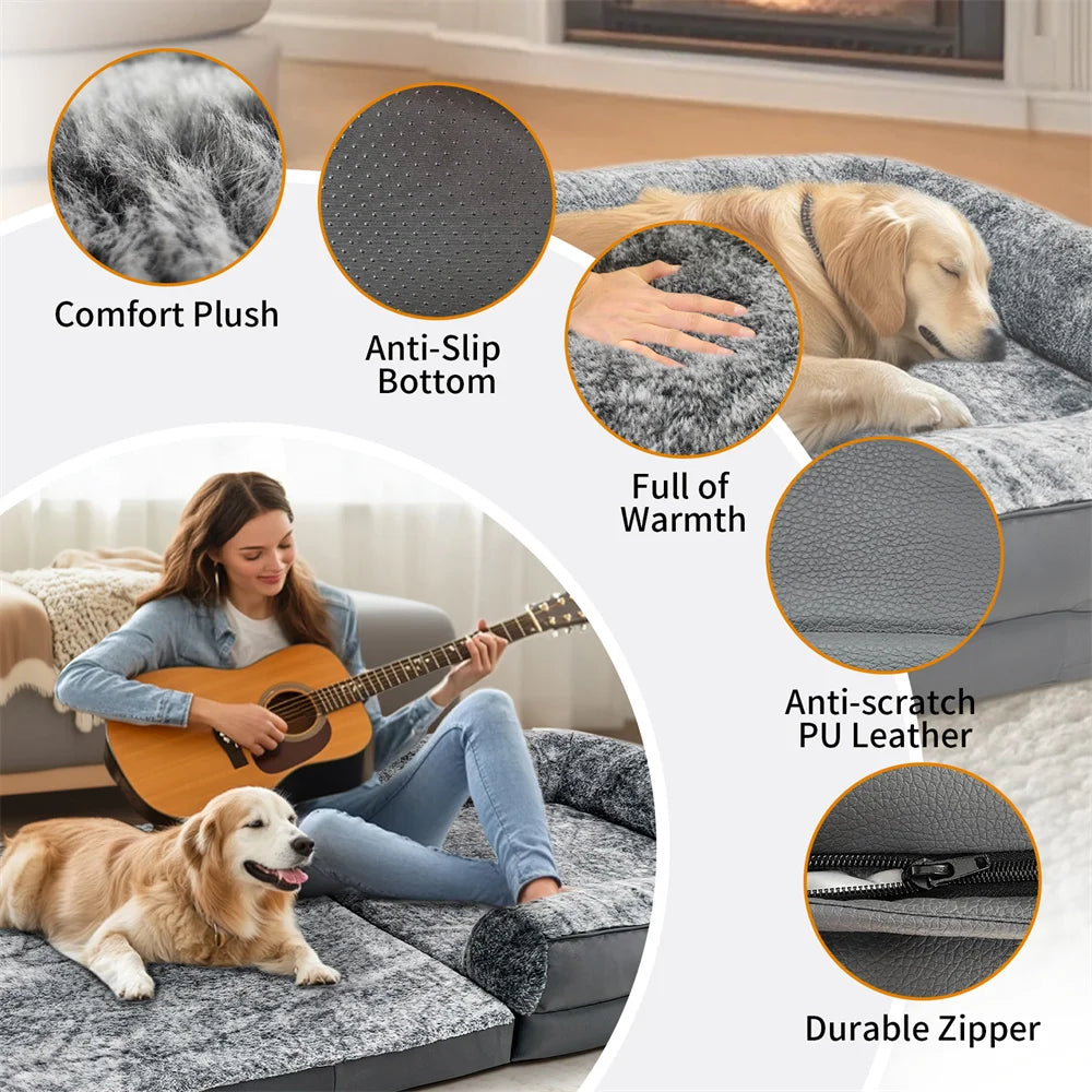 2 in 1 Calming Foldable Human Dog Bed