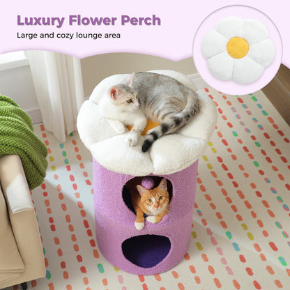 Flower Cat House Condo with Pompom Ball