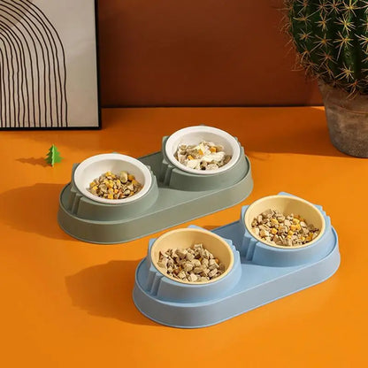 Double Cat Bowl Elevated Pet Feeder