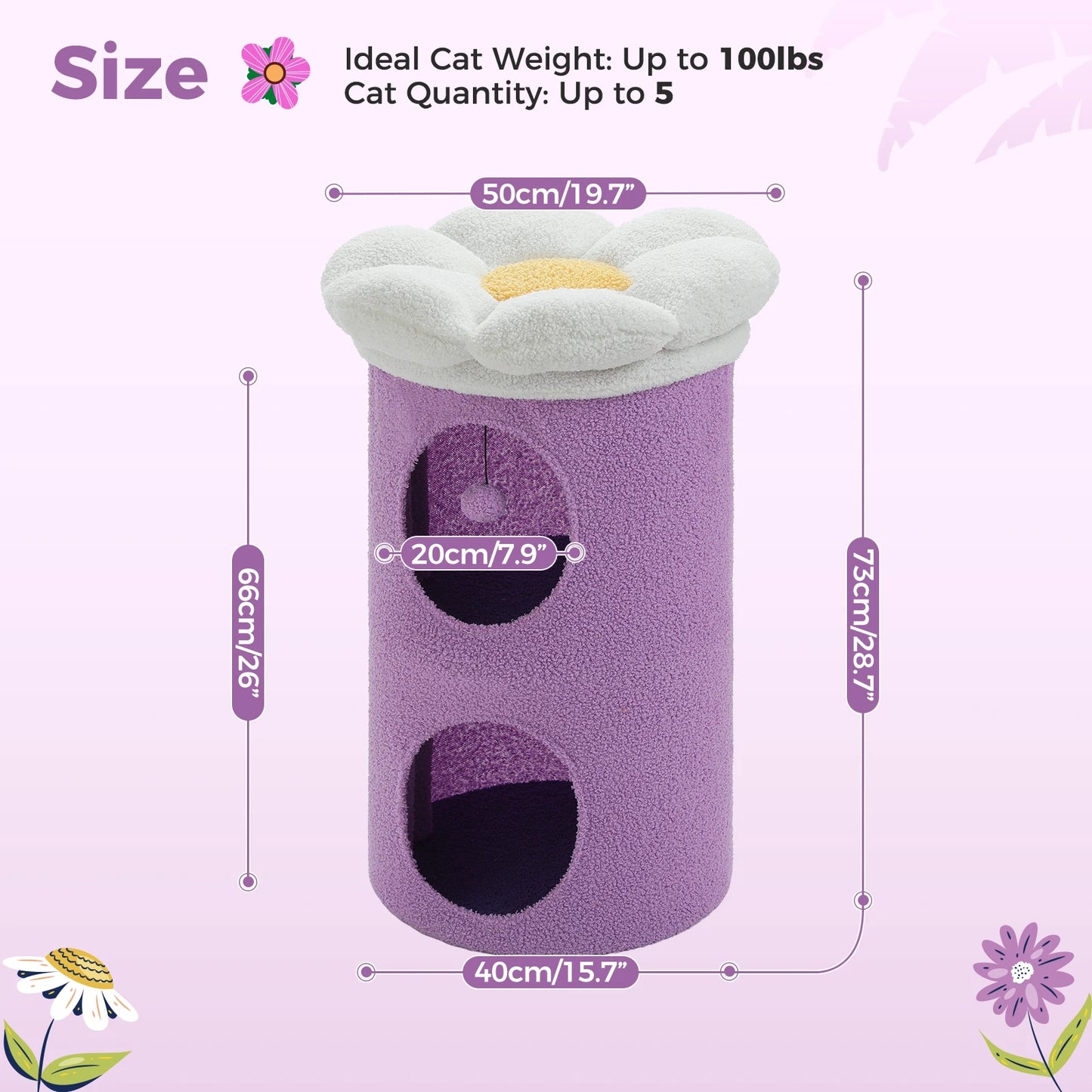 Flower Cat House Condo with Pompom Ball