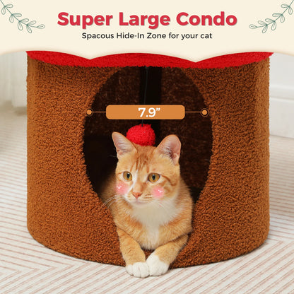 Flower Cat House Condo with Pompom Ball