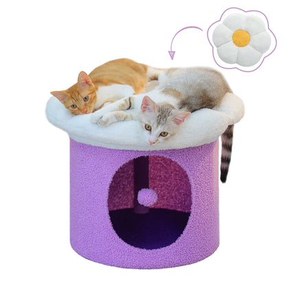 Flower Cat House Condo with Pompom Ball