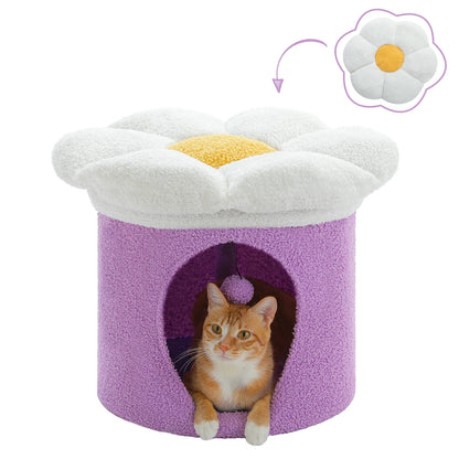 Flower Cat House Condo with Pompom Ball