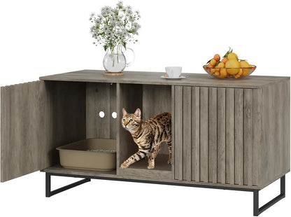 Cat Litter Box Furniture Enclosure for 2 Cats