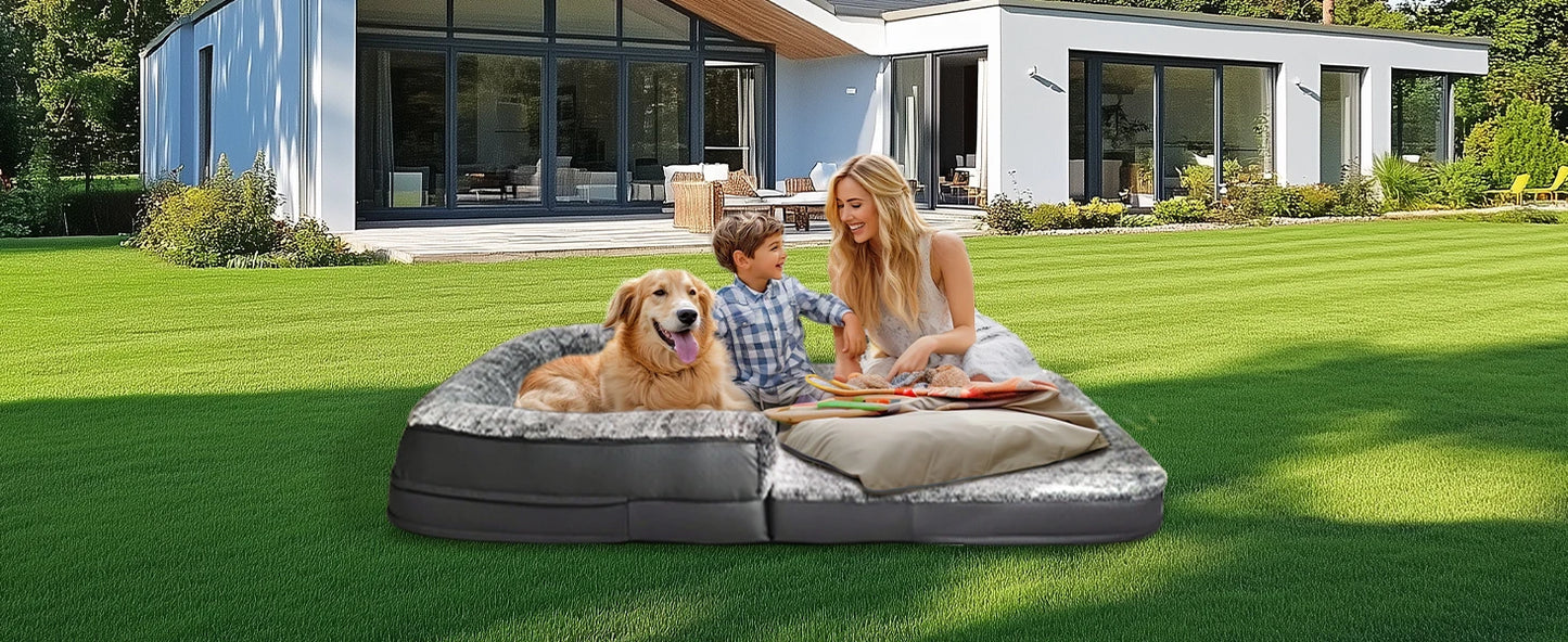 2 in 1 Calming Foldable Human Dog Bed