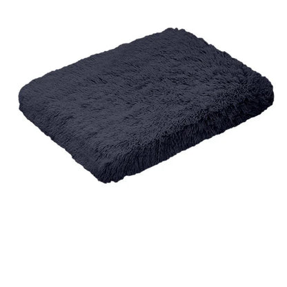 Long Plush Dog Bed Soft Pet Fleece Cushion Dark Grey