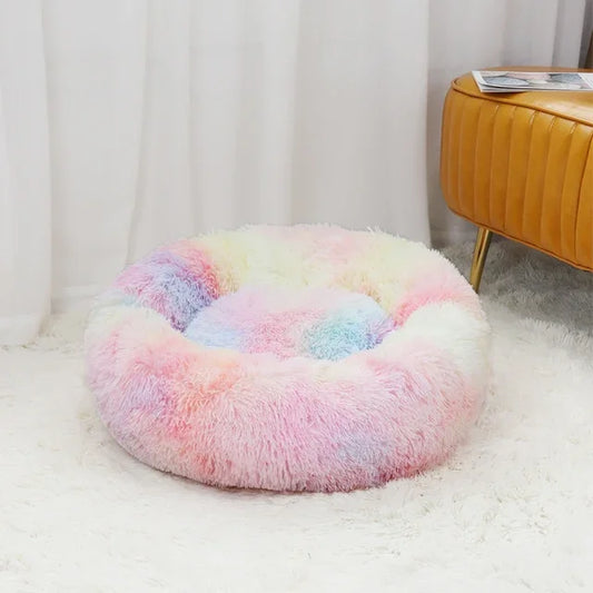 Soft Plush Donut Pet Dog Bed Multi-Color