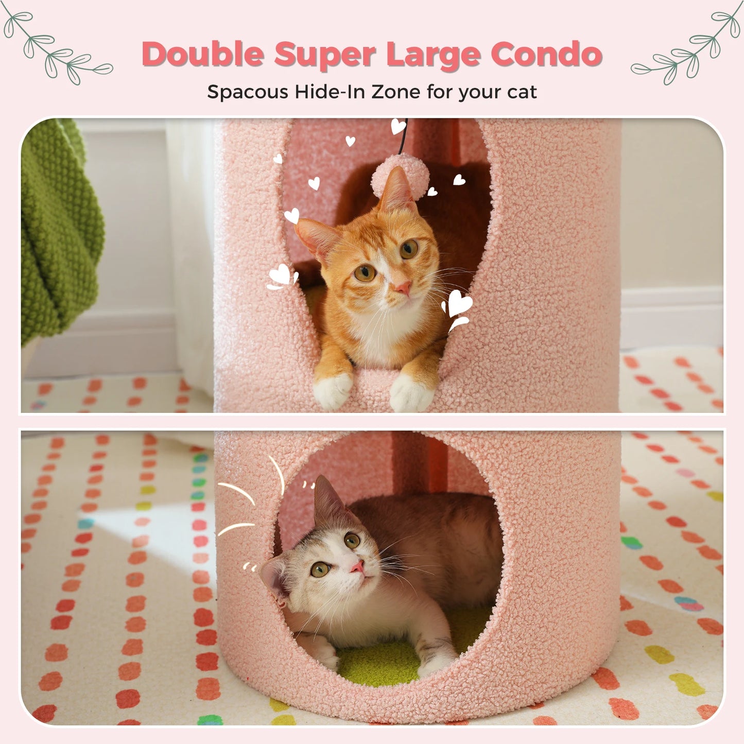 Flower Cat House Condo with Pompom Ball