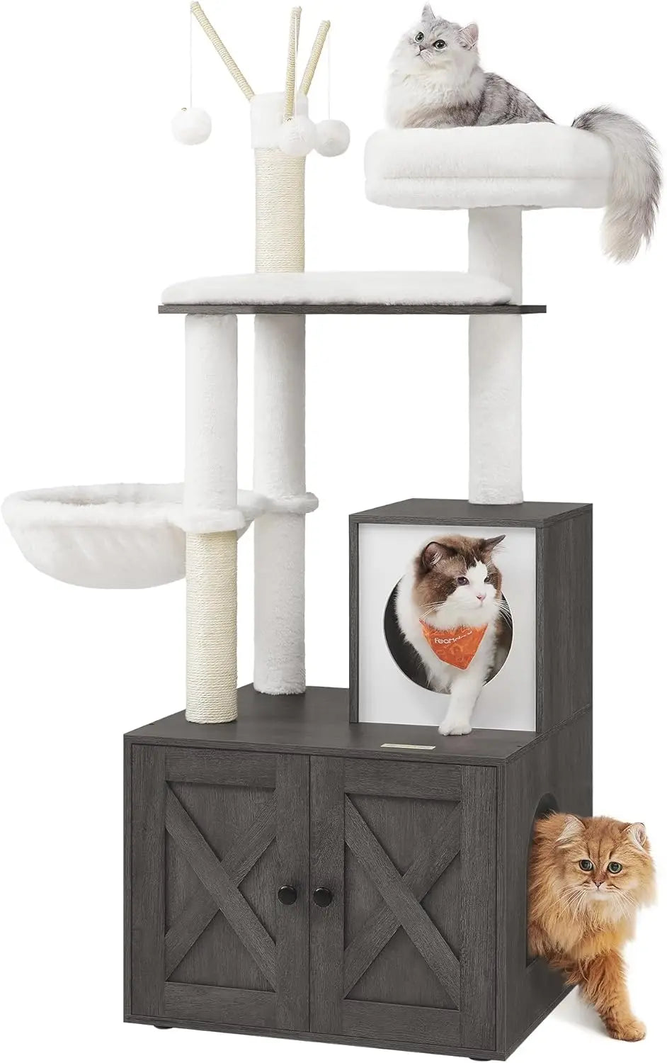 2-in-1 Modern Cat Tower Tree with Litter Box