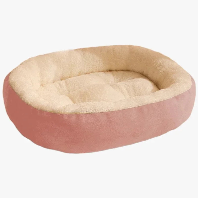 Plush Oval Soft Pet Dog Bed Pink