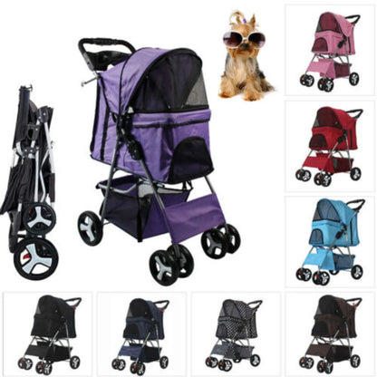 4 Wheel Foldable Pet Dog Stroller for Travel