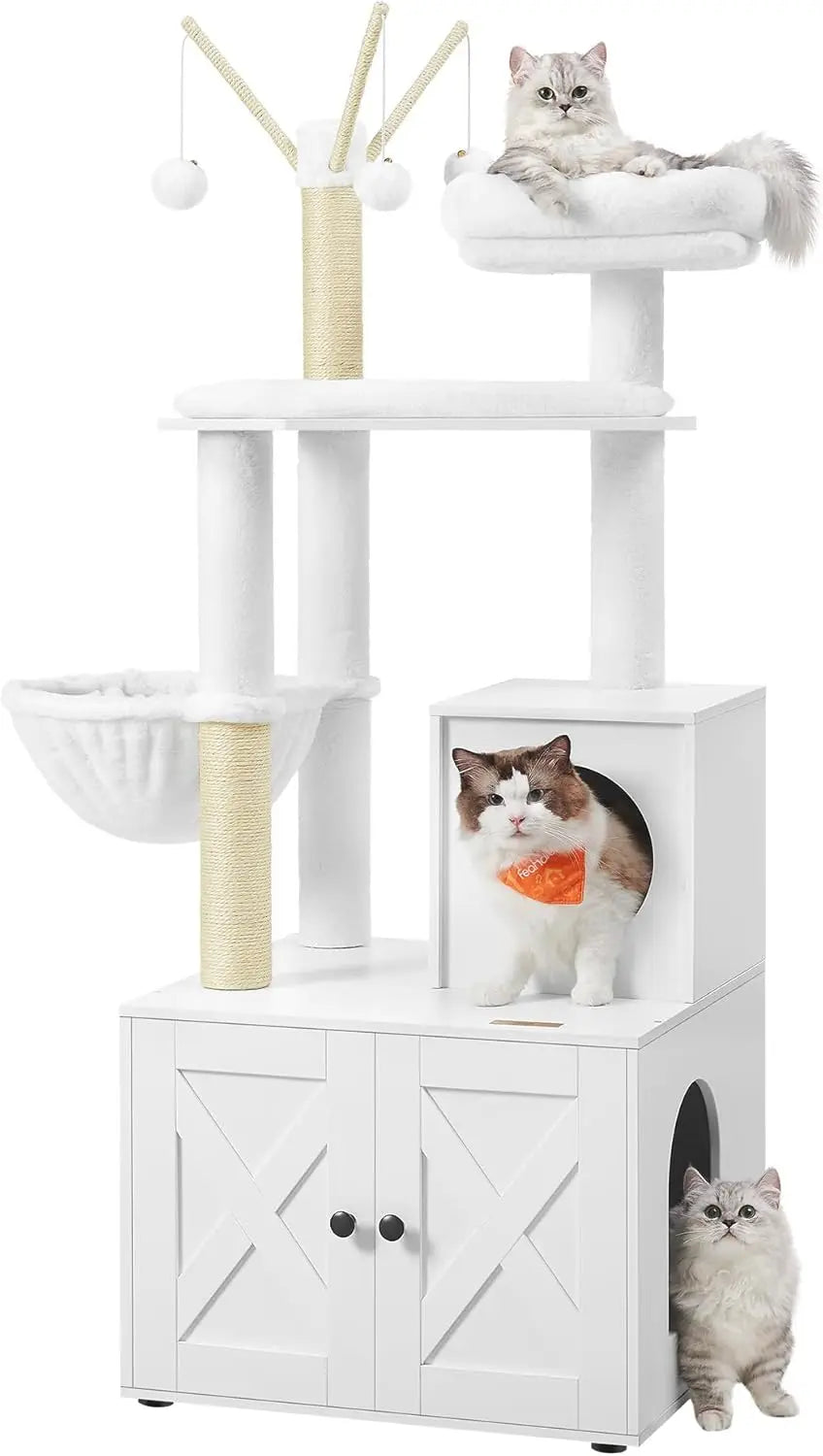 2-in-1 Modern Cat Tower Tree with Litter Box