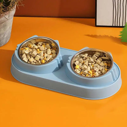 Double Cat Bowl Elevated Pet Feeder