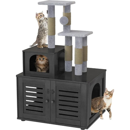 Cat Litter Box Enclosure with Tree