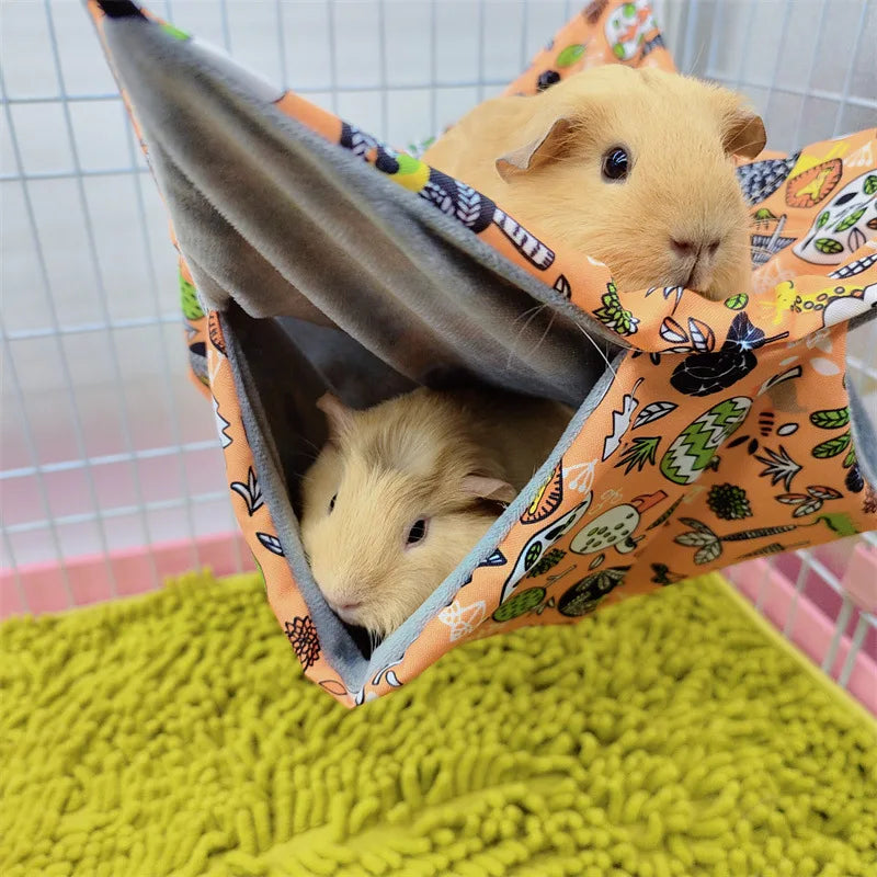 Double Layer Pets Hammock Warm Plush Bed for Small Pet