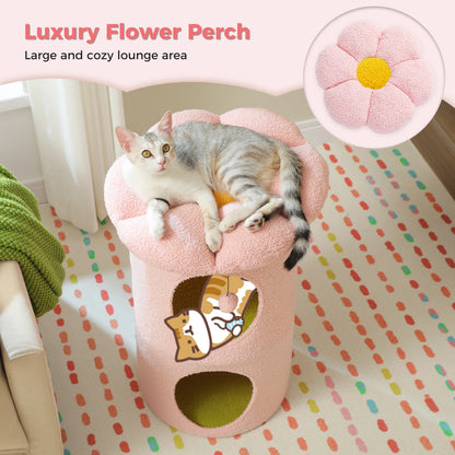 Flower Cat House Condo with Pompom Ball