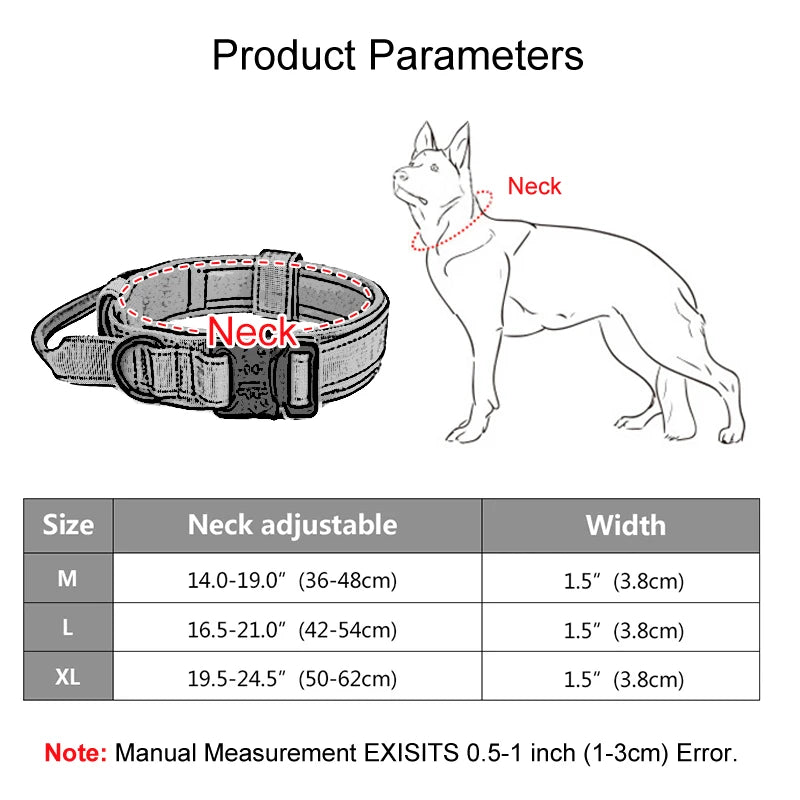 Durable Tactical Dog Collar with Control Handle