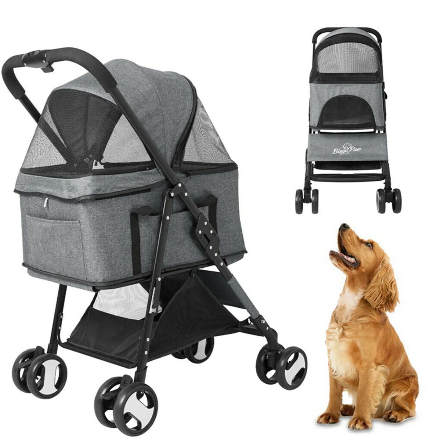 4-Wheel Folding Pet Dog Stroller