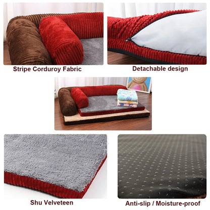 L Shaped Dog Bed Soft Lounge Cushion Pet Bed Grey