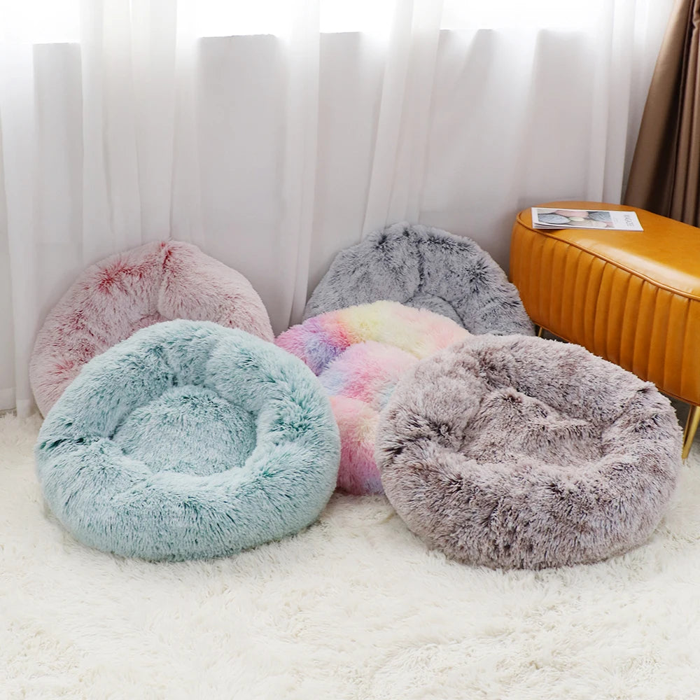 Soft Plush Donut Pet Dog Bed Pink