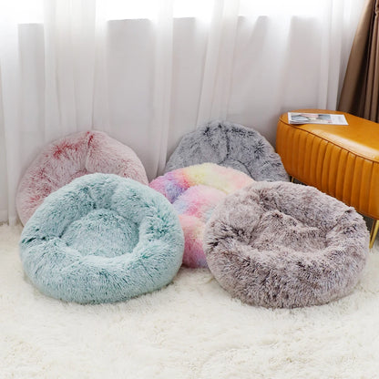 Soft Plush Donut Pet Dog Bed Pink